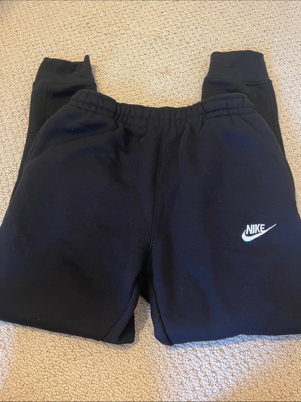 Nike Black Jogger Sweatpants with White Swoosh Logo Embroidered Medium